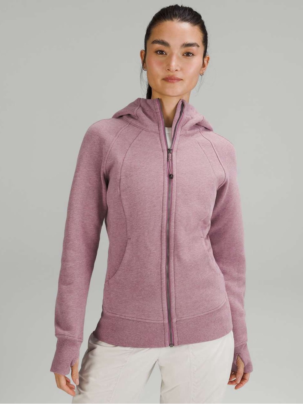 NWT Lululemon Scuba Full Zip Hoodie Heathered Velvet Dust Size 8